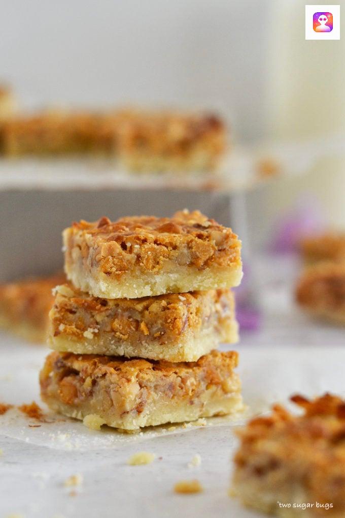 stack of three butterscotch nut bars