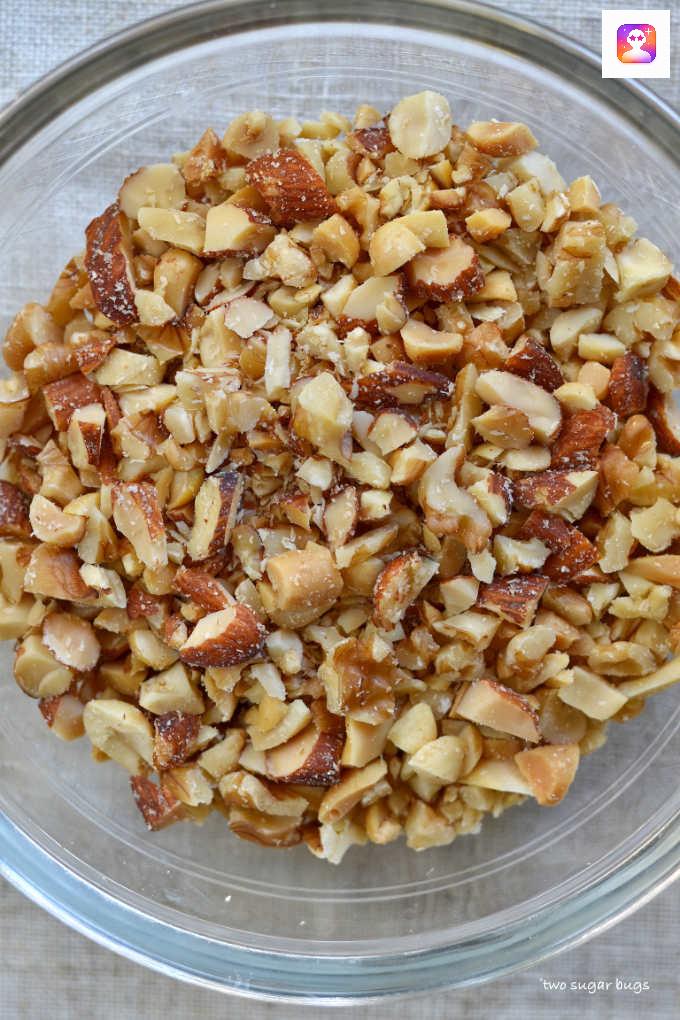 bowl of chopped nuts
